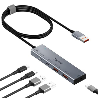 USB HUB 3.2, TSUPY USB 3.0 HUB 10Gbps USB 3.2 Gen 2 USB HUB with 4 Multi USB Ports, 4FT Extended Cable HUB for MacBook Air/Pro,Laptop,PC and More - size: 10Gbps 4 USB 3.2 Ports (USB A x2 + USB C x2)