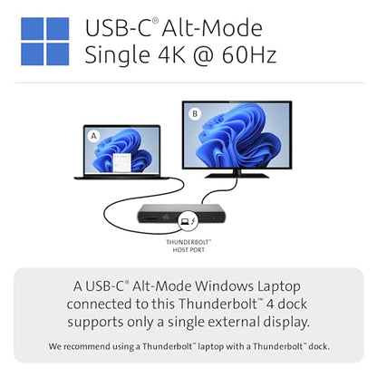 Kensington SD5780T Thunderbolt 4 Dual 4K Docking Station with up to 100W Power Delivery & SD Card Reader, HDMI & Thunderbolt 4 Ports for Windows and MacBooks (K33040NA) | 100W power delivery, SD card reader, HDMI and Thunderbolt 4 ports, for Windows and M