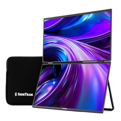 SideTrak Solo Book 15.6" Foldable Dual Screen Portable Monitor - FHD Portable Stacked Monitor, External Display for Laptop, Extender with Stacked Dual Monitors for Mac, PC, and Chromebook