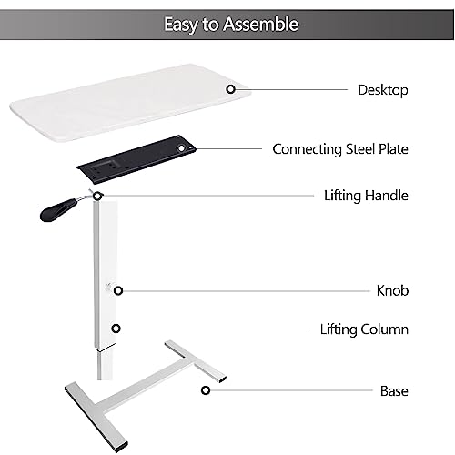 BeGyoku Overbed Table,Hospital Bed Table,Pneumatic Bedside Table Adjustable Over The Bed with Hidden Wheels&USB,Mobile Laptop Cart&Rolling Tray Table Hospital Home Use-White1 - color: White1-32" L X 16" W