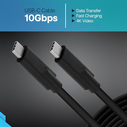 VisionTek USB-C Cable USB 3.1 Gen 2 (6.6ft) - 100W 10Gbps, DP Alt Mode | 100W Power Delivery Fast Charging, 10Gbps High-Speed Data Transfer, 4K 60Hz Video Output, Laptop, Tablet, Phone