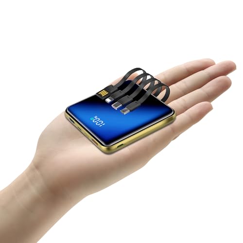 10000mAh Portable Charger, Built-in Cable Power Bank, 22.5W Fast Charging Power Supply, smart LED Display, Compact External Battery, Suitable for iPhone, Samsung, Tablet Computers