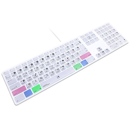 HRH for iMac G6 MB110LL/B and MB110LL/A A1243 Keyboard with Numeric Keypad NumberPad Print with: Davinci Resolve Functional Shortcuts Hot Keys Design Silicone Keyboard Skin Cover [US/EU Layout] - color: Z-DaVinci Resolve