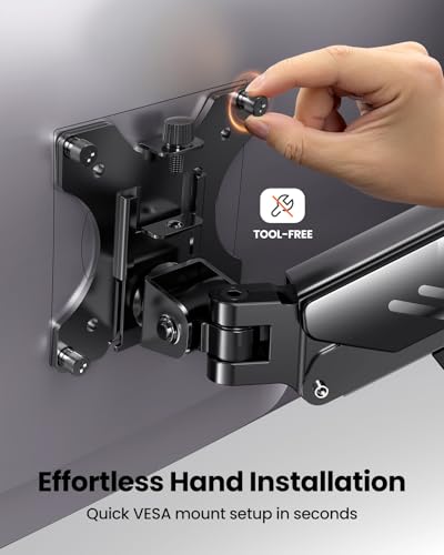 ErGear Single Monitor Arm, Adjustable Desk Gaming Monitor Mount for 13-34″ Screens, Up to 19.8 lbs, Enhanced Stability with Integrated C-Clamp, Upgraded Cable Management, VESA 75x75/100x100mm, Black - size: 17"-34", style: Single Arm
