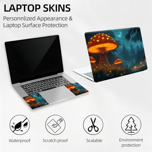 Giant Forest Magic Mushroom Universal Laptop Skin Sticker 3PCS, Protective Decal Trim-to-Fit 11.6" 13.3" 14" 15.6" Laptop Vinyl Cover, Removable Anti-Scratch Computer Decal Protector - color: Giant Forest Magic Mushroom