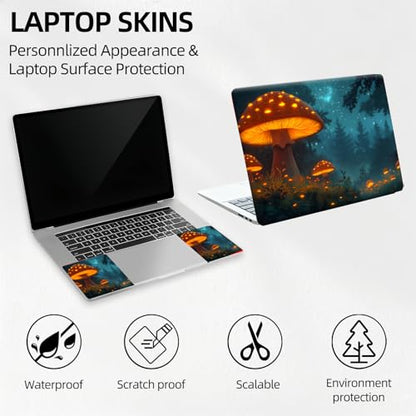 Giant Forest Magic Mushroom Universal Laptop Skin Sticker 3PCS, Protective Decal Trim-to-Fit 11.6" 13.3" 14" 15.6" Laptop Vinyl Cover, Removable Anti-Scratch Computer Decal Protector - color: Giant Forest Magic Mushroom