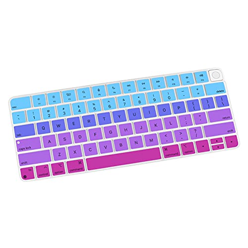 Allinside Soft Silicone Keyboard Cover for iMac Magic Keyboard (A3118 A2449 A2450, 2021–2024), Quiet Typing Keyboard Protector Skin, US Layout, Ombre Blue Pink - color: Ombre Blue Pink, size: Magic Keyboard (2021 iMac 24" A2449/A2450)