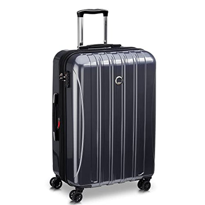 DELSEY PARIS Helium Aero Hardside Expandable Luggage with Spinner Wheels, Titanium, Checked-Medium 24 Inch - color: Titanium, size: Checked-Medium 24 Inch