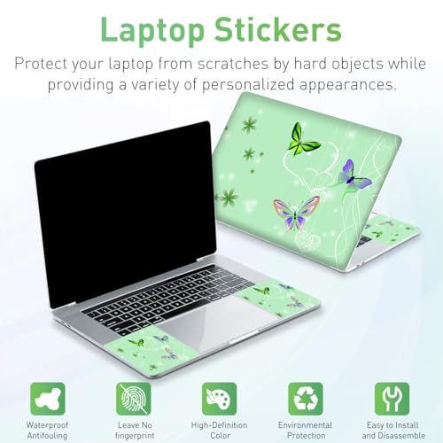 15-15.6 inches Netbook Laptop Skin Sticker Decal Reusable Cover Protector for 11.6 12 13 13.3 14 15 15.4 Notebook Chromebook PC, Scratch-Resistant Waterproof I Mint Green Butterfly - color: Mint Green Butterfly