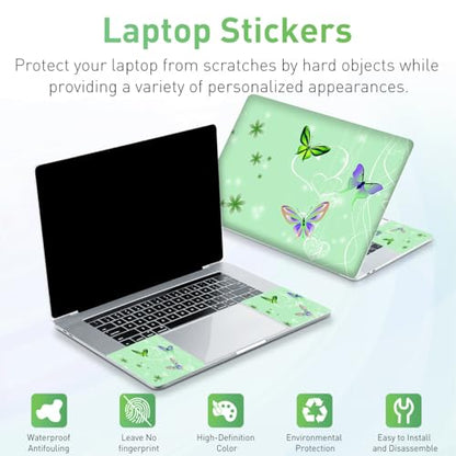 15-15.6 inches Netbook Laptop Skin Sticker Decal Reusable Cover Protector for 11.6 12 13 13.3 14 15 15.4 Notebook Chromebook PC, Scratch-Resistant Waterproof I Mint Green Butterfly - color: Mint Green Butterfly