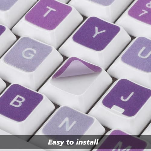 Universal English Keyboard Stickers - 3PCS Replacement English Alphabet Keyboard Stickers with Purple Matte Background Black Lettering for Computer Laptop Notebook Desktop