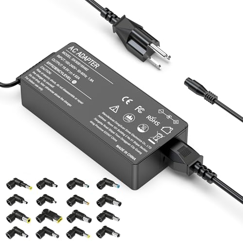 90W Universal Laptop Charger with 16 Tips Compatible with HP Le novo Dell Asus Acer Toshiba IBM Gateway Notebook Ultrabook Chromebook Power Supply Cord