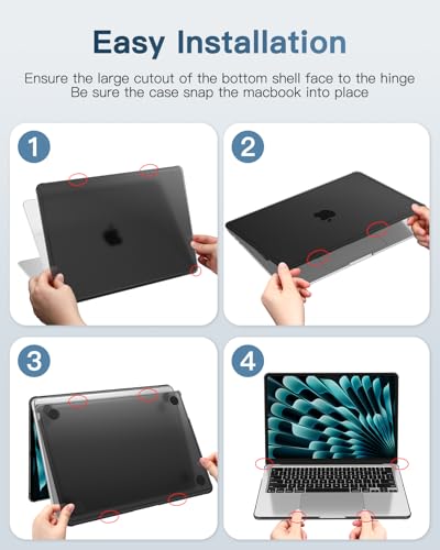 Fintie Matte Case for MacBook Air 13.6 Inch 2026-2022, Frost Black | M5 M4 M3 M2 A3449 A3240 A2681 A3113, Anti-Scratch, Fingerprint Resistant, TPU Bumper, Hard Shell Cover - color: Frost Black
