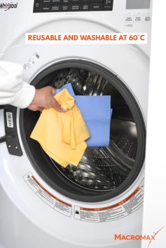 Macro Max Microfiber Glass Cloth – Lint‑Free, Reusable Window & Mirror Wipes, High‑Absorbency Microfilament Cloth for Streak‑Free Shine, Perfect for Glass, Mirrors, Car & Electronics - Pack of 20