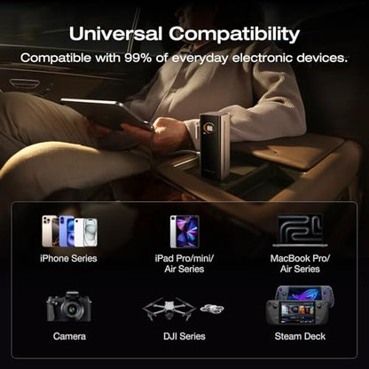 EF ECOFLOW RAPID Pro Power Bank with 67W Wall Plug, 10,000mAh 3-in-1 Portable Charger with Built-in USB-C Cable, 45W Fast Recharging, Travel Essentials for iPhone 17/16 Series, Galaxy, Laptops, and More