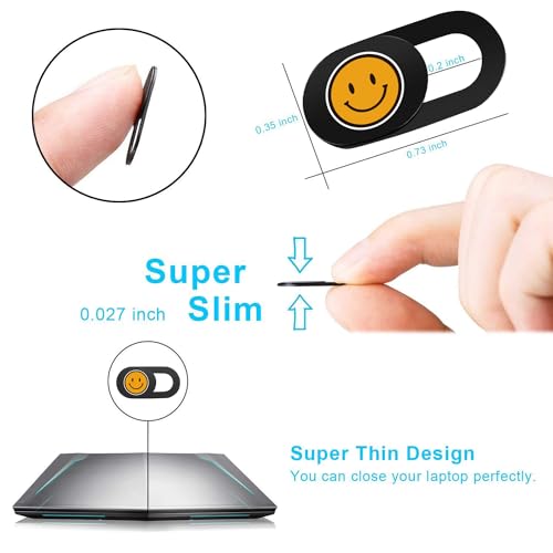 SIREG Webcam Cover Ultra Thin - Web Camera Cover fits Laptop,Tablet,PC,Computer, Smartphone, Protect Your Privacy and Security,Strong Adhesive (Smile-Black & 3 Pack) - color: Smile-Black & 3 pack