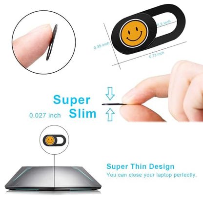 SIREG Webcam Cover Ultra Thin - Web Camera Cover fits Laptop,Tablet,PC,Computer, Smartphone, Protect Your Privacy and Security,Strong Adhesive (Smile-Black & 3 Pack) - color: Smile-Black & 3 pack