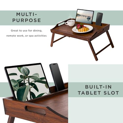 ROSSIE HOME Large Wood Bed Tray – Java Bamboo, Fits 15.6” Laptops - color: Java Bamboo, size: Large