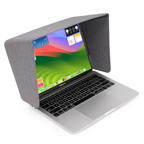 Laptop Sun Shade for Working Outside, Light Weight Display Screen Privacy Hood & Glare Shield, Foldable Shield Cover (Gray, L) - color: Gray, size: L (Most 15-16" laptop)