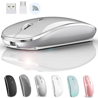 JETTA Wireless Mouse for MacBook Pro, MacBook Air, Laptop, Desktop, Chromebook, Win7/8/10/11, PC - Silver - color: Silver