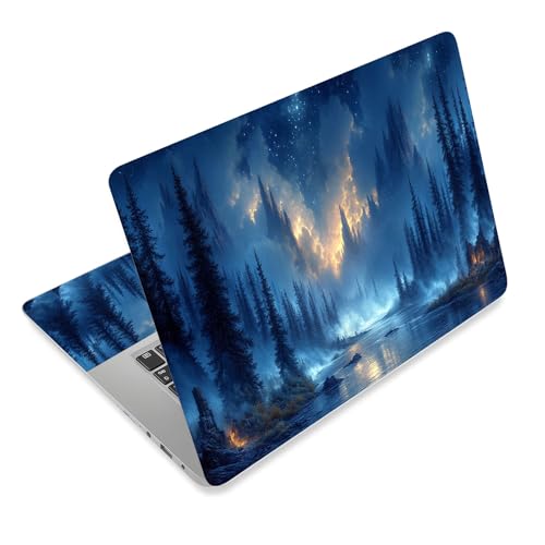 Laptop Skin Sticker Decal for 12 13 13.3 14 15 15.6 in, Universal Vinyl Waterresistant Protector Cover for Notebook PC Netbook, Computer Decor for Women Girls Mystical Forest River - color: Mystical Forest River