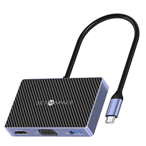 7 in 1 Docking Stations, 100W Charging for Laptop, 1 x USB 3.0, 2 x USB 2.0, Dual Display, HDMI for 4K@60Hz, VGA for 1080P@60Hz, 3.5mm Audio, for Dell/HP/Lenovo/Surface/Mac