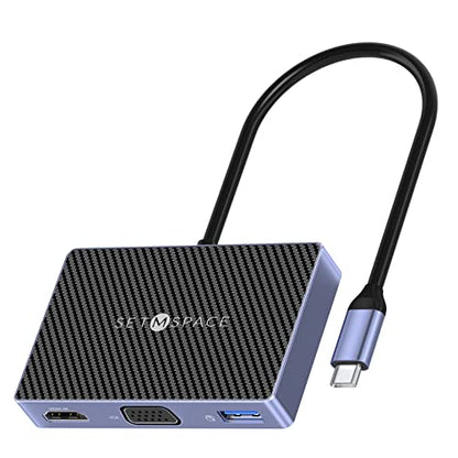 7 in 1 Docking Stations, 100W Charging for Laptop, 1 x USB 3.0, 2 x USB 2.0, Dual Display, HDMI for 4K@60Hz, VGA for 1080P@60Hz, 3.5mm Audio, for Dell/HP/Lenovo/Surface/Mac