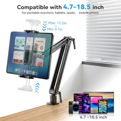 Stand for Portable Monitor Arm Holder - All Aluminum Design with Ultra-Stability and High Load-Bearing Capacity - size: Up to 18.4"