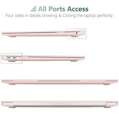 DONGKE for MacBook Air 13 inch Case 2021 2020 2019 2018 Release A2337 M1 A2179 A1932, Plastic Hard Shell Case & Keyboard Cover Compatible with MacBook Air 13 inch Retina Fits Touch ID, Chalk Pink - color: Chalk Pink