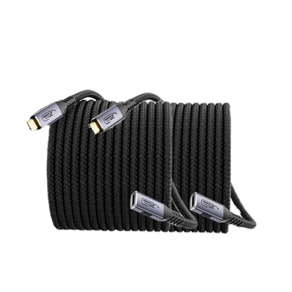2-pack long usb c braided data extension cable 20ft/6M, USB c extension cable 20 gbps Data Transfer/100W Fast Charging/Video Output at 4K@60Hz for Monitor,USB Male to usbc-c Female Cable（20FT+20FT） - size: 20FT+20FT