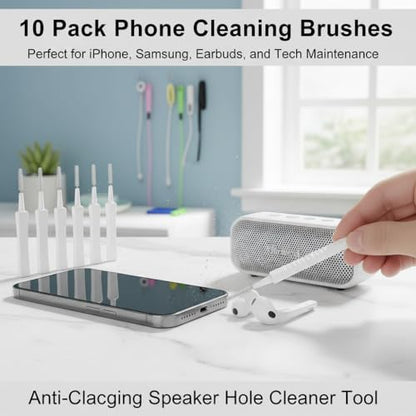 10 Pack Phone Cleaning Brushes Anti-Clogging Speaker Hole Cleaner | Tiny nylon phone cleaning brushes clear speaker holes and charging ports safely for tech users. - color: 10PCS- White Cleaning Tools