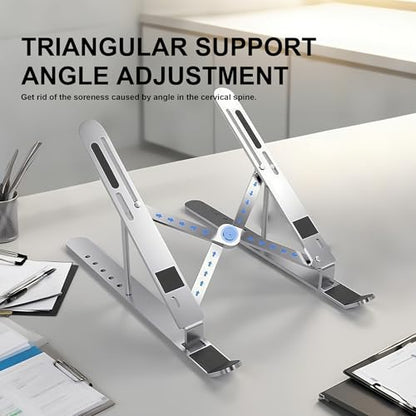 Foldable Laptop Stand, Laptop Holder Riser, Computer Tablet Stand, Compatible with 10-15.6 Inch Laptops, iPad, Phones, Tablets (Black, White)