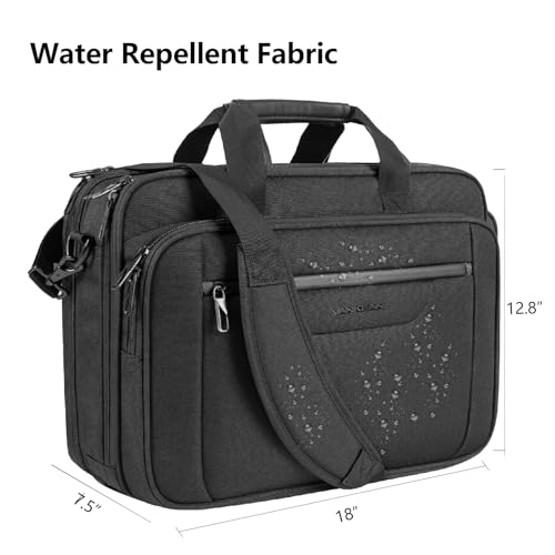 VANKEAN Laptop Briefcase Premium Laptop Case Fits Up to 17.3 Inch Business Shoulder Bag Laptop Expandable Water-Repellent Messenger Bag for Men/Women Computer Bag for Travel/Business/Black-Black - color: Black-black