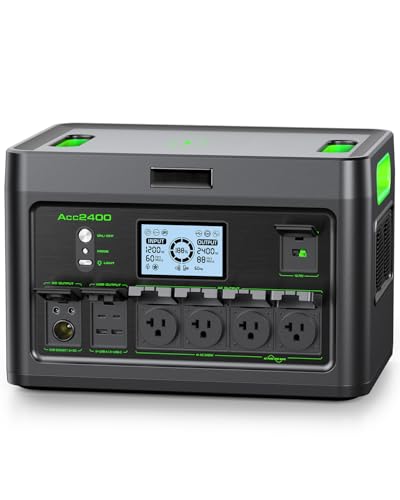 Portable Power Station 2400W Solar Generator for Home Use | 1843.2Wh UPS Home Battery Backup, LiFePO4 Battery Supply with 12 Outlets(2400W AC Outlets), 2Hrs Quick Charge, RV Camping - color: Silver