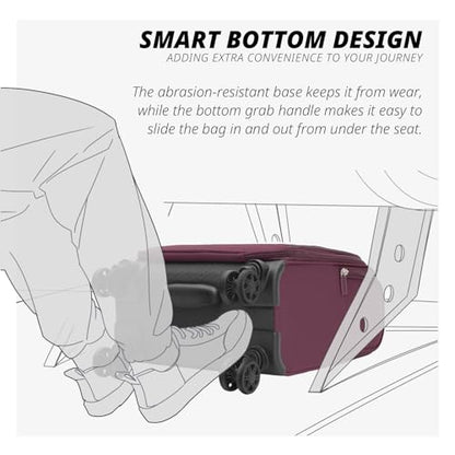 Verage Underseat Carry On Luggage with Wheels,14-Inch,Grape Red | Personal Item Bag,Airline Approved, Laptop Compartment, USB Charging Port - color: Grape red, size: 14-Inch Compact Underseat