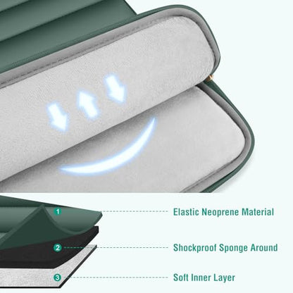 MOSISO Laptop Case 13.3 inch,13-13.3 inch Puffy Laptop Sleeve Compatible with MacBook Neo/Air 13.6 M5 M4 M3 M2 M1/Pro 13/14,HP Dell ASUS Lenovo,Polyester Horizontal Bag with Small Case,Emerald Green - color: Emerald Green, size: 13.3 inch