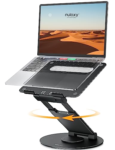 Nulaxy Telescopic 360 Rotating Laptop Stand for Desk Adjustable Height Swivel Pull Out Design Ergonomic Laptop Riser Fits All 10-17" Laptops Computer MacBook, Black - color: C-Black