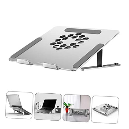 RGB Colorful Under LED Cooler Aluminum Adjustable Rack Pad Support Fan Laptop Notebook Alloy Inch Height for Cooling Gaming