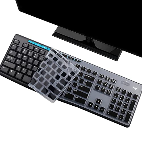 Keyboard Cover Skin Protector Fit Logitech MK275 MK270 Keyboard, Logitech K200 K260 K270 MK200 MK260 Ultra Thin Desktop PC Silicone Keyboard Cover-Black - color: Black