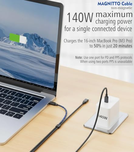2-in-1 USB C to USB C Cable 140W, 7.5FT Long Dual USB-C Splitter Charging Cord, Braided Fast Charge & Data Cable for MacBook Pro/Air, iPhone 16/17/15, iPad, Samsung Galaxy, Laptop