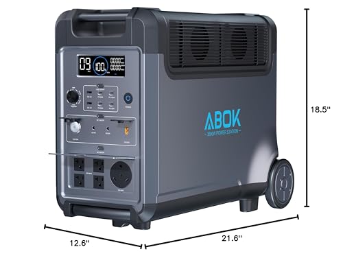 ABOK Ark3600 Portable Power Station 3600W, 3840Wh LiFePO4 Battery | Expandable to 11520Wh, 3H Fast Charge, 15 Outlets, UPS 10ms, 3600W Solar Generator for Home Backup, Hurricane, Camping, RV - style: Ark3600