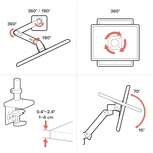 Ergotron – Upgraded LX Pro Premium Monitor Arm, Single Monitor Desk Mount – fits Flat Curved Ultrawide Computer Monitors up to 34 Inches, 4 to 22 lbs, VESA 75x75mm or 100x100mm – White