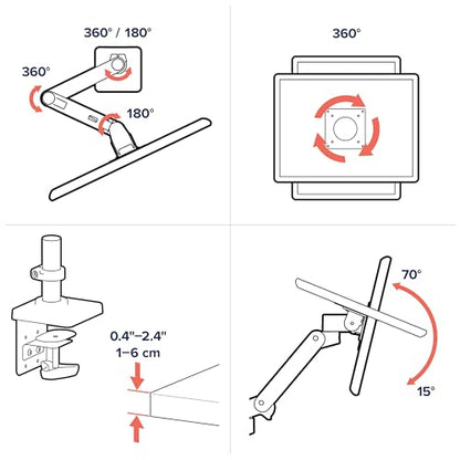 Ergotron – Upgraded LX Pro Premium Monitor Arm, Single Monitor Desk Mount – fits Flat Curved Ultrawide Computer Monitors up to 34 Inches, 4 to 22 lbs, VESA 75x75mm or 100x100mm – White