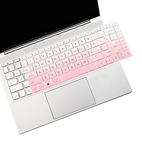 2PCS Keyboard Cover Skin for New 14'' HP Pavilion x360 14m-dw/dy 14-dv/ek 14-dw1010wm 14-dv0010wm 14m-dy0113dx 14m-dy1023dx 14-ek0033dx 14-ek0013dx 14t-dy100 14t-dw100 14m-dw1023dx - color: OmbrePink+Clear