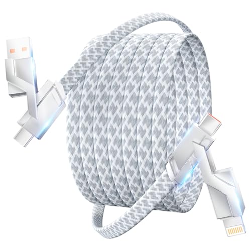 66W 4 in 1 Charging Cable,Fast Multi Charging Cable 5FT,USB C Cable Fast Charge&Data Transfer, Type C 66W 27W PD Multiple Charger Cord for iPhone16/15/14/13 Series/Phones/Pads/Laptop and More-Silver - color: Silver, size: 4FT 1Pack