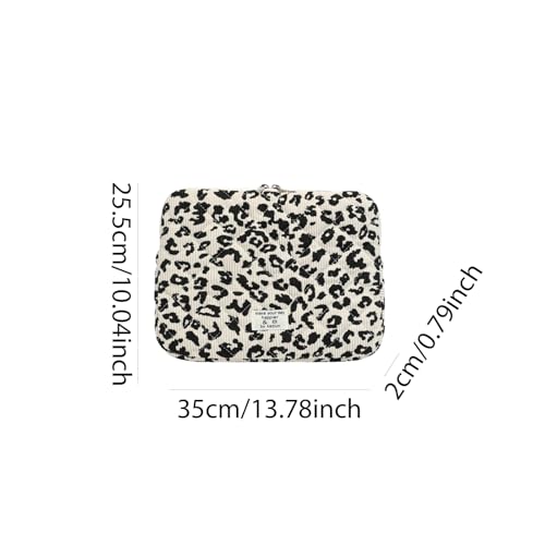 Leopard Print Laptop Sleeve 13-15 Inch Cute Quilted Laptop Protective Case Padded Bow Computer Sleeve for MacBook (Leopard Beige, 13inch) - color: Leopard Beige, size: 13inch