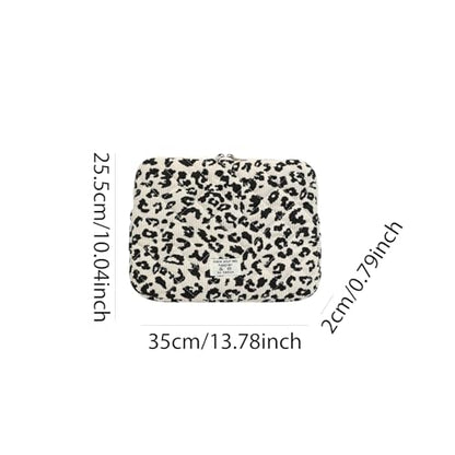 Leopard Print Laptop Sleeve 13-15 Inch Cute Quilted Laptop Protective Case Padded Bow Computer Sleeve for MacBook (Leopard Beige, 13inch) - color: Leopard Beige, size: 13inch