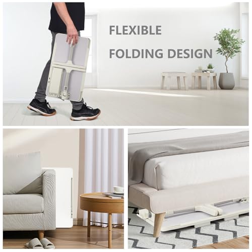 Adjustable Lap Desk with USB Fan & LED Light, Height & Angle Adjustable Laptop Bed Tray Table, Foldable Laptop Stand for Bed, Couch, Sofa & Floor,White - color: White