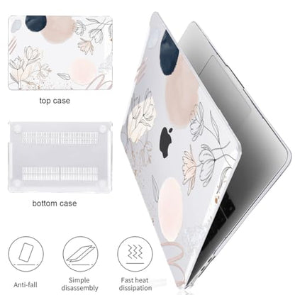 Compatible with MacBook Air 13 inch Case M5 2026 2025-2022 M4 M3 M2 Chip Model A3449 A3240 A3113 A2681, for Mac Air 13.6 inch M5 Hard Shell&Keyboard Cover&Screen Film, Abstract Line Floral - color: Abstract Line Floral
