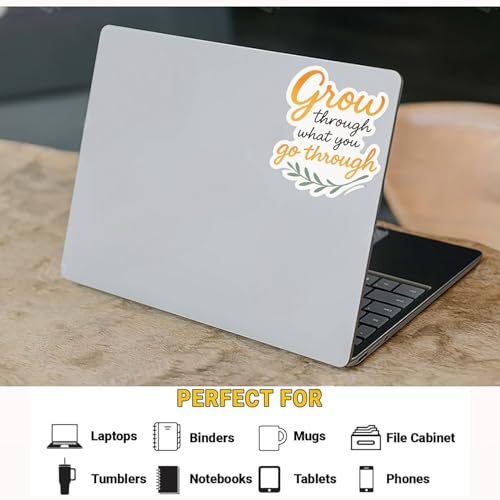 3PCS Inspirational Sticker - “Grow Through What You Go Through” - Motivational Vinyl Decal for Laptop, Water Bottle, Notebook, Journal – Positive Quote Aesthetic Sticker